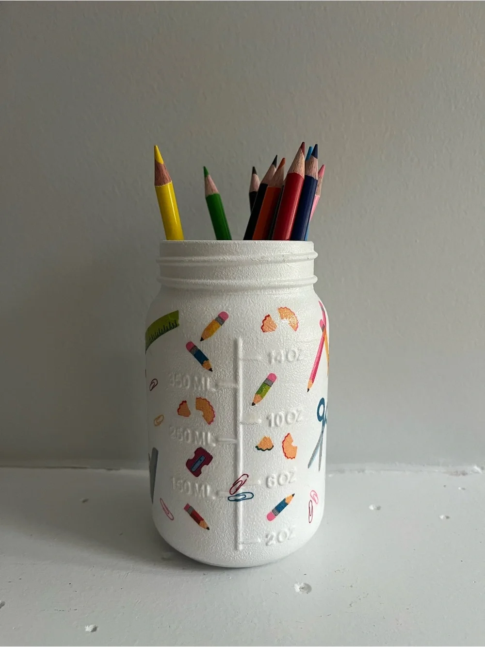 White Decorative Mason Jar Pencil Holder - Home Accents